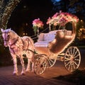 Whimsical Horse-Drawn Carriages in Enchanting Magical Setting