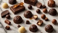 Artisanal Chocolate Heaven: Flat Lay of Chocolates, Truffles, and Pralines