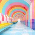 Immerse yourself in the world of creativity with this pastel colorful 3D background tunnel.