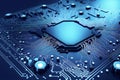 Abstract futuristic circuit board blue background advanced digital technology high-tech design Royalty Free Stock Photo