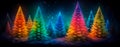 Digital Neon Magic: Illuminated Christmas Trees