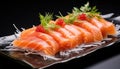 Culinary Craftsmanship: Closeup of Tai Sashimi Isolated on Black Background