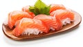 Culinary Craftsmanship: Closeup of Tai Sashimi Isolated on White Background