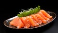 Culinary Elegance: Closeup of Sake Sashimi Isolated on Black Background Royalty Free Stock Photo