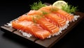 Culinary Elegance: Closeup of Sake Sashimi Isolated on Black Background Royalty Free Stock Photo