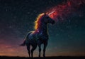 Starry Silhouette: Proud Unicorn Against the Night Sky Royalty Free Stock Photo