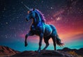 Starry Silhouette: Regal Unicorn Against the Night Sky Royalty Free Stock Photo