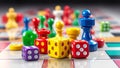 Vibrant 3D Render of Colorful Board Game Pieces and Dice Fantasy Adventure Theme Perfect for Strategy Games and Royalty Free Stock Photo