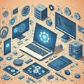 illustration concept of networks technology programming for website background
