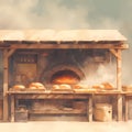 Baking Delights: A Warm Wood-Fired Oven in a Bakery