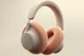 Ai Generative Headphones with fluffy fur in pastel colors.. 3d illustration. Music concept