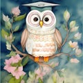 Whimsy and Laughter - Funny Graduation Owl Kids\' Storybook Watercolor Illustration