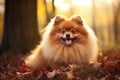 Immersed Pomeranian dog cooling off. Generate ai Royalty Free Stock Photo