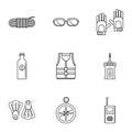 Immersing icons set, outline style