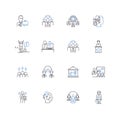 Immersion and attachment line icons collection. Involvement, Bond, Absorption, Connection, Enthrallment, Engagement