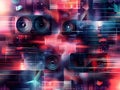 Immersive Abstract Music Background with Shimmering Geometric Shapes and Ethereal Visualizations generative ai