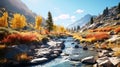 Immersive Autumn Landscape: Unreal Engine 5 Mountain Stream