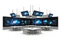 Immersive command center with multiple large screens and workstations for collaboration Royalty Free Stock Photo