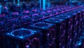 Immersive cryptocurrency mining farm aesthetic, showcasing technological Royalty Free Stock Photo