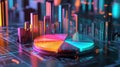 immersive 3d cyberpunk real estate pie chart simulation Royalty Free Stock Photo
