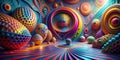 Immersive 3D Geometric Pattern A Surreal and Vibrant Abstract Design Explores Depth and Dimension with Intricate Shapes Royalty Free Stock Photo