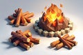 Immersive 3D Isometric Illustration of a LowPoly Campfire Scene in Urban Exploration Setting Royalty Free Stock Photo