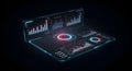 Futuristic Holographic Business Intelligence Dashboard: Advanced Data Analytics with Glowing Charts and Graphs on a Transparent Royalty Free Stock Photo
