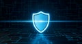 Glowing Cybersecurity Shield protecting sensitive digital data for technology and business professionals. Royalty Free Stock Photo