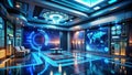 Immersive Holographic Data Visualization in a CuttingEdge AI Tech Lab Analyzing Complex Data Sets Through Interactive