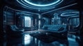 Shimmering Blue and Navy Interior: A Futuristic and Award-Winning Design with Stunning 8K Digital Art