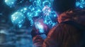 Immersive journey into the metaverse a futuristic scene of a user engaging with blockchain nodes
