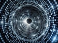Immersive 4K Looping Aerial Binary Code Tunnel Animation A mesmerizing visual representation of abstract data streams Royalty Free Stock Photo