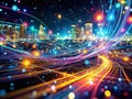 Immersive Night Coding Experience Abstract Tech Background Featuring Dynamic Programming Code Neon Glows and Glitch