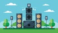 An immersive outdoor sound system with allweather speakers strategically p for even sound distribution and durability Royalty Free Stock Photo