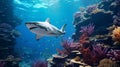 Immersive Photorealistic Renderings Of Sharks Swimming Over Corals And Reef
