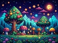 Immersive Pixel Art Background A Colorful LowLight Retro Game Scene for a Mysterious Gaming Experience Perfect for RPG