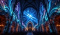 Immersive projection mapping installation on cathedral walls Royalty Free Stock Photo