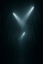 Immersive server room with volumetric spotlights in a dark data center Royalty Free Stock Photo