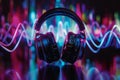 immersive sound waves. colorful atmosphere in high-quality canon eos 5d mark iv photograph