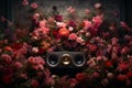 Immersive Stereo surrounded speaker with flowers. Generate Ai
