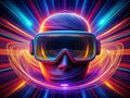Immersive Virtual Reality Experience A Continuous Line Illustration of Futuristic VR Glasses Unveiling 3D Visualization Royalty Free Stock Photo