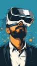 Immersive Virtual Reality Experience A Man Wearing Cutting Edge VR Headset for Gaming, Education, and Entertainment Exploring the Royalty Free Stock Photo