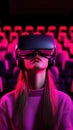Immersive virtual reality experience with vibrant lighting and focus