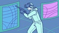 Immersive VR Gaming: Person Exploring Virtual Worlds, vector design Generative AI Royalty Free Stock Photo