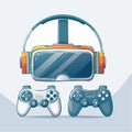Immersive VR Gaming Setup with Controllers Royalty Free Stock Photo