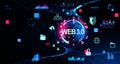 Immersive web 3.0 interface and planet hologram Royalty Free Stock Photo