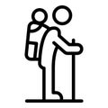 Immigrant with children backpack icon, outline style Royalty Free Stock Photo