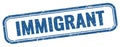 IMMIGRANT text on blue grungy vintage stamp