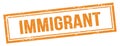 IMMIGRANT text on orange grungy vintage stamp