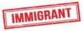 IMMIGRANT text on red grungy vintage stamp